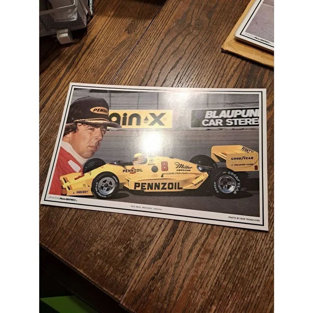 VINTAGE Rick Mears IndyCar Pennzoil #8 Poster Sports Star Photo 11x17 CREASED